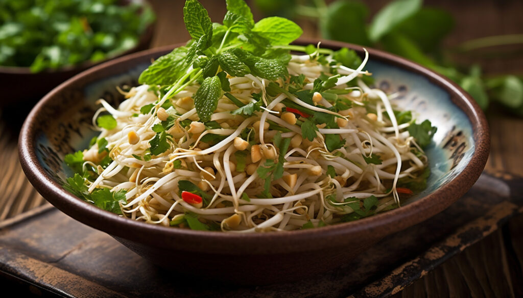 Bowl of raw mung bean sprouts – fresh but prone to bacterial contamination