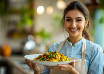 Healthy batch-cooked meals including quinoa bowls, baked chicken, dal, tomato pasta sauce, and overnight oats arranged for weekly meal prep.